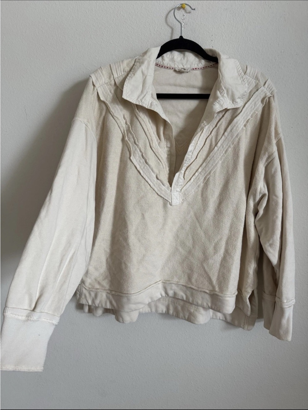 Anthropologie Pilcro Collegiate Rugby Top Cream Ivory Size M - Picture 2 of 7